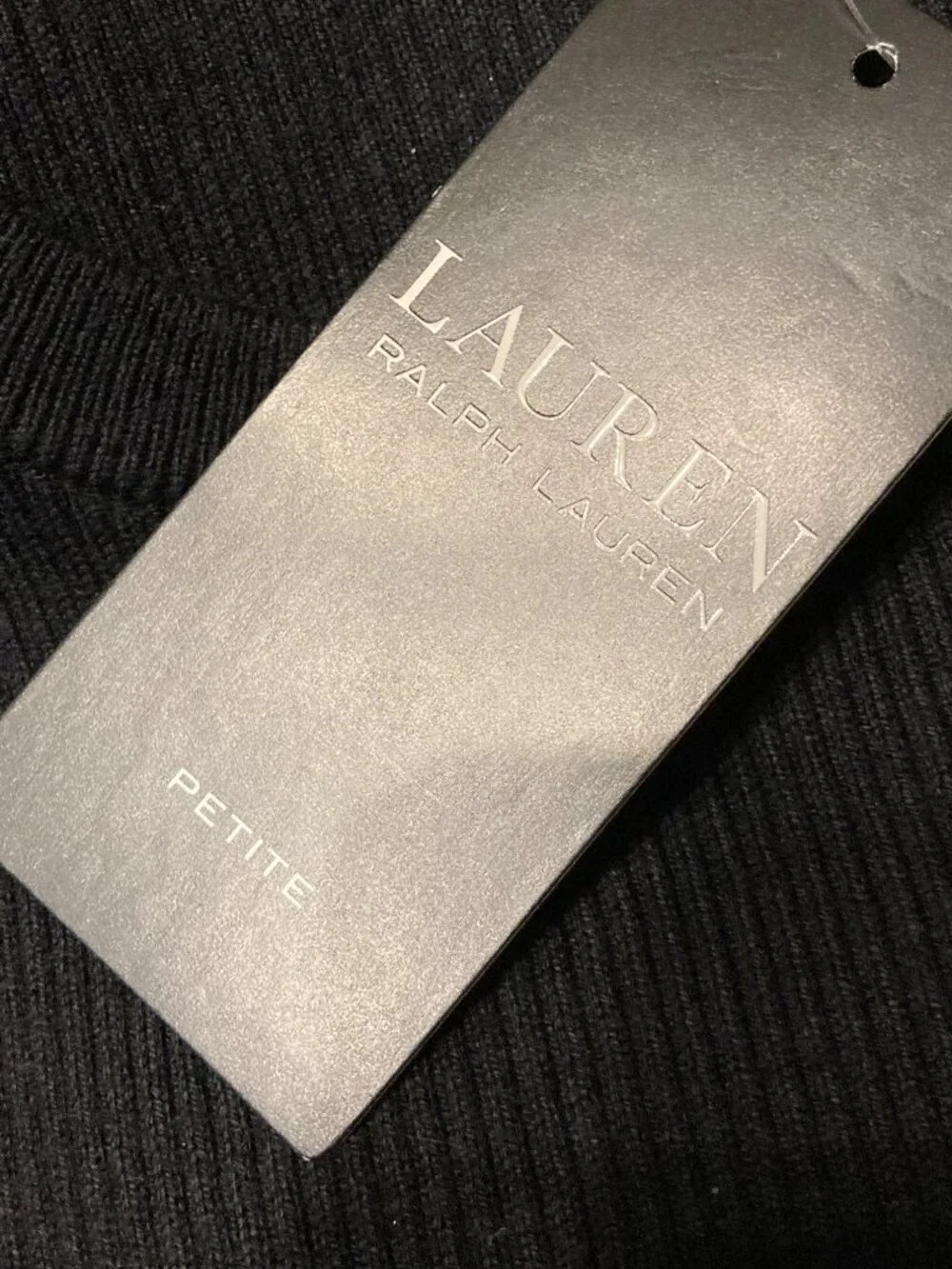 Lauren Ralph Lauren Crewneck Puff-Sleeve Black Sweater Petite Size Small New - Picture 6 of 7